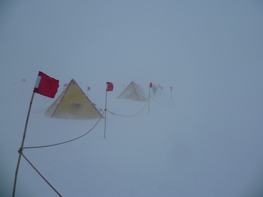 We had mostly great weather, but did get a bit of cloud and blowing snow one day - photo credit Darcy Broughton