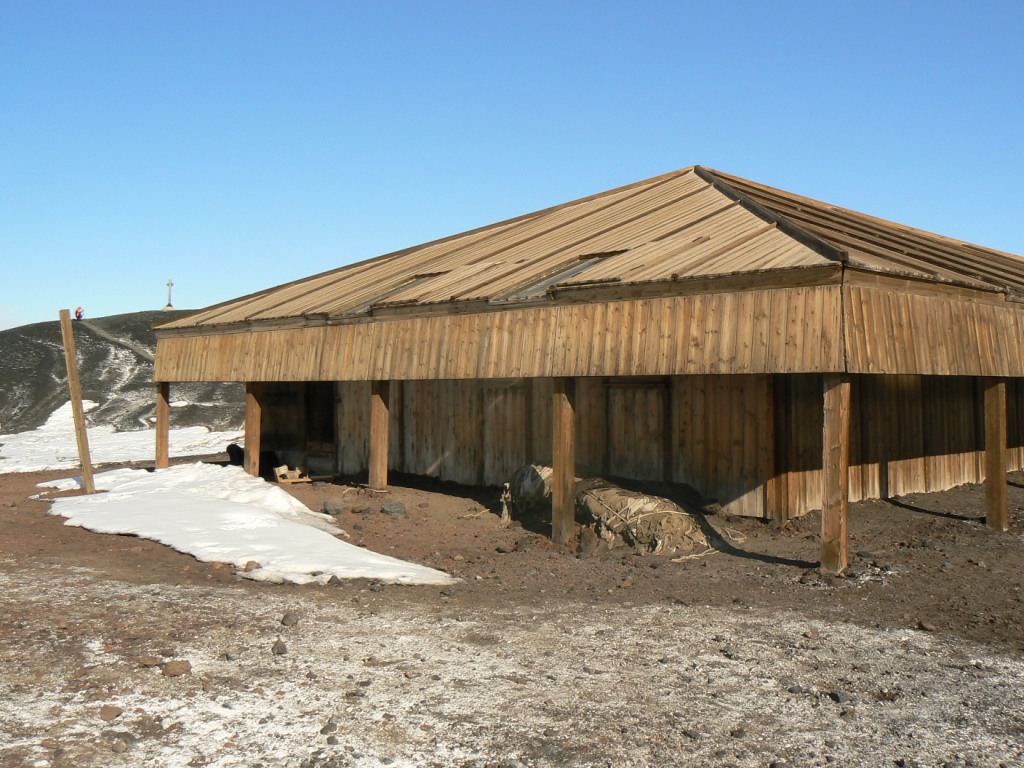 Discovery hut exterior - it was designed and built in Australia for use in the outback and was thus a very cold and drafty home.
